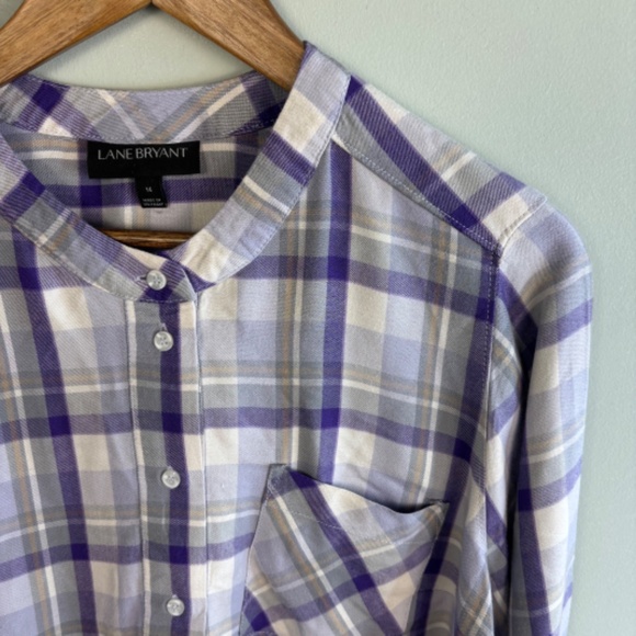 Lane Bryant Collarless Flannel Shirt Size 14 - Picture 4 of 5